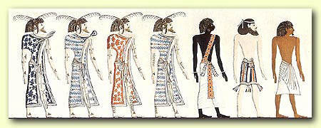 From the Tomb of Seti I, From  left: four Libyans, Nubian, Syrian and Egyptian